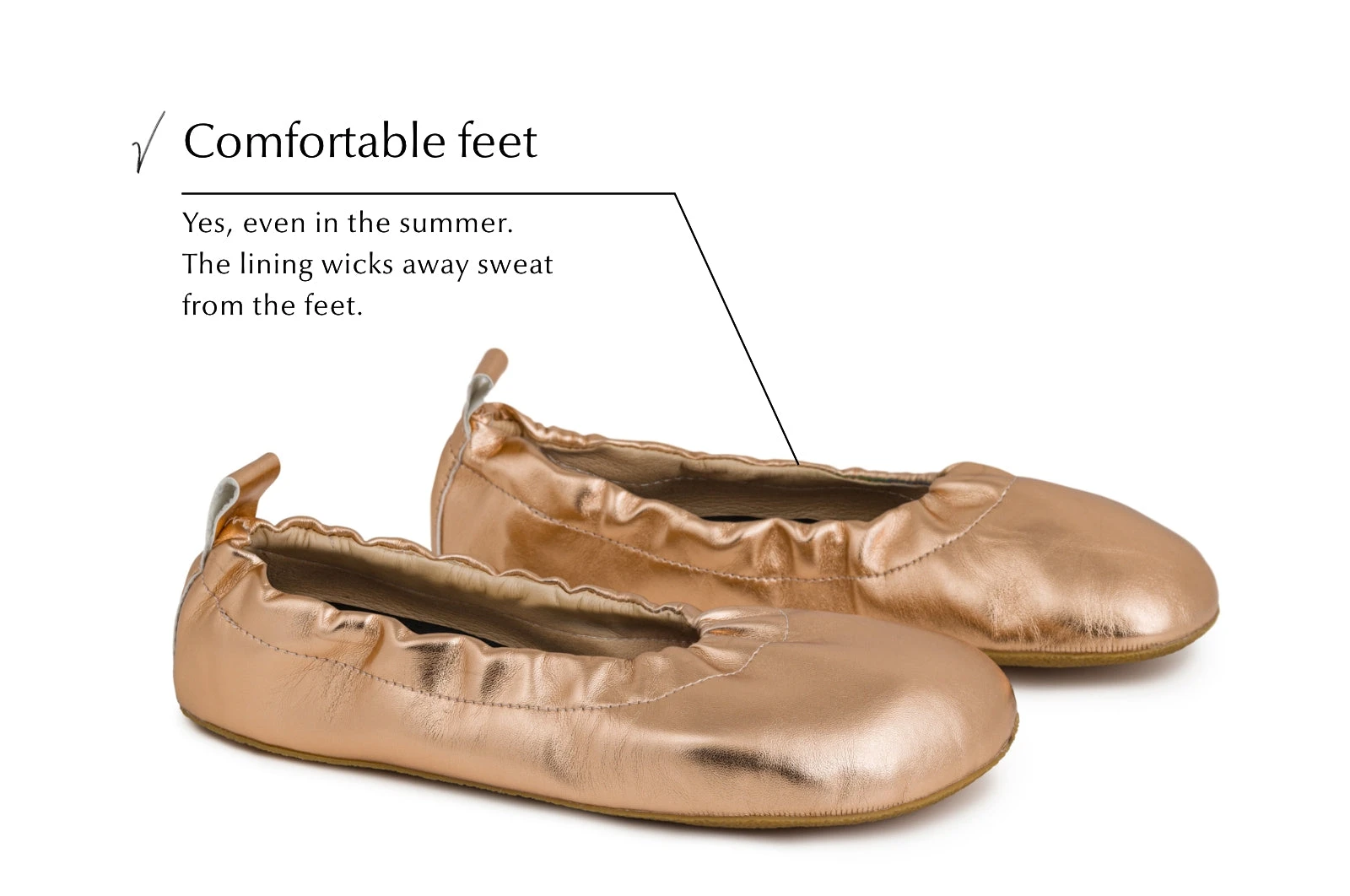 Балетки Ahinsa Chic Preciosa Barefoot — розовое золото, фото 3
